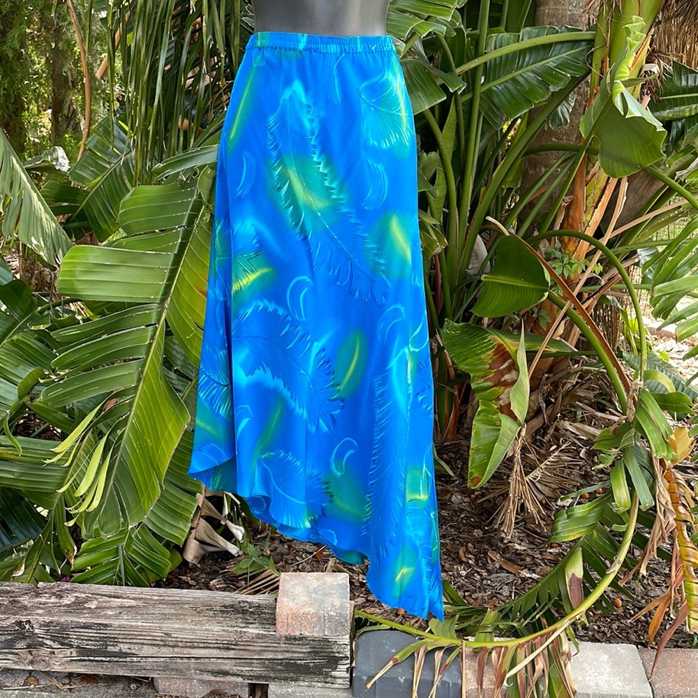 Silk hand painted asymmetric skirt